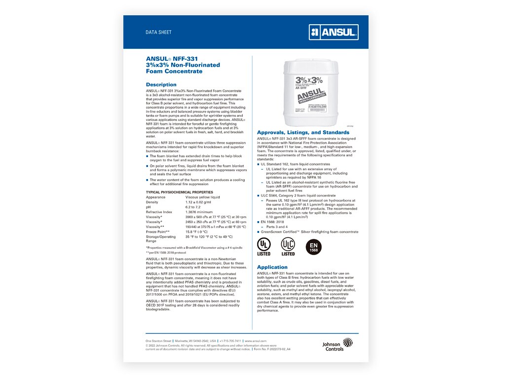 ANSUL TECHNICAL DATA SHEET