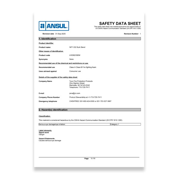 ANSUL safety Data sheet